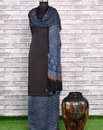Indigo Floret Unstitched Modal Silk Ajrakh Print Suit