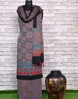 Indigo Madhagalo Unstitched Modal Silk Ajrakh Print Suit
