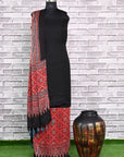 Black Stria Unstitched Modal Silk Ajrakh Print Suit