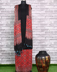 Black Stria Unstitched Modal Silk Ajrakh Print Suit