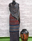 Smokey Red Unstitched Modal Silk Ajrakh Print Suit
