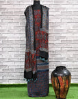 Smokey Red Unstitched Modal Silk Ajrakh Print Suit