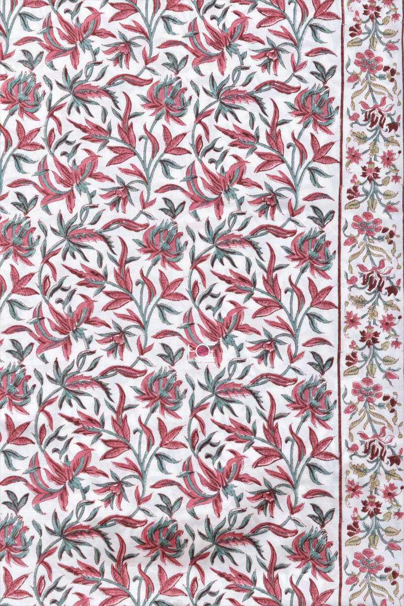 Floral Carolina White / Modal Silk | Sanganeri | 3 Pcs Suit - Handcrafted Home decor and Lifestyle Products