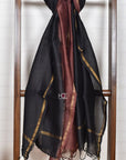 Black Eyrie Stripes / Cotton & Chanderi | Ajrakh | 3 Pcs Suit - Handcrafted Home decor and Lifestyle Products