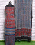 Smokey Red Unstitched Modal Silk Ajrakh Print Suit