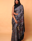 Indigo Modal Silk Ajrakh Saree