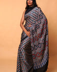 Ajrakh Modal Silk Saree