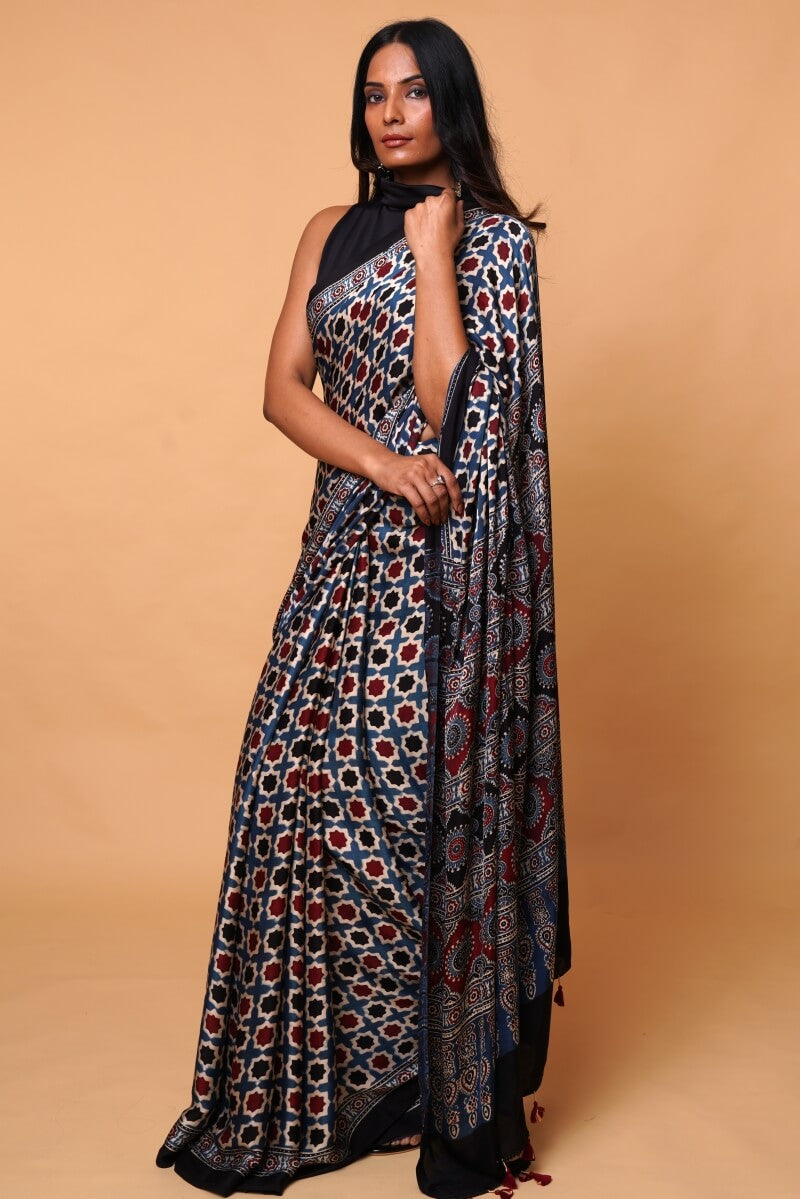 Ajrakh  Saree