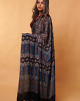 Indigo Modal Silk Ajrakh Saree