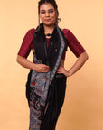 Black Ajrakh Modal Silk Saree