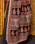 Black Chanderi Silk Bagh Print Saree by House Of Elegance
