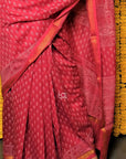 Rusty Red Dabu Print Maheshwari Silk Saree: House Of Elegance