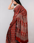 ajrakh silk saree