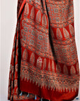 Red-Ajrakh-saree-traditional-Silk-saree