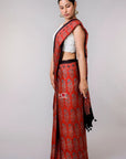 Corsages on Red / Modal Silk | Ajrakh Saree - Handcrafted Home decor and Lifestyle Products