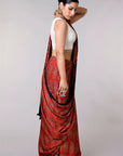 Red Corsage Modal Silk Ajrakh Saree By House Of Elegance