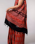 Corsages on Red / Modal Silk | Ajrakh Saree - Handcrafted Home decor and Lifestyle Products