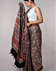 Beige-Ajrakh-Print-saree-kutch-work-saree
