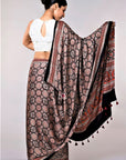 Beige-Ajrakh-print-saree-traditional-silk-saree