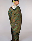 Green Ajrakh Modal Silk Saree - Kutch Ajrakh Hand Block Print | House Of Elegance