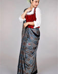 Indigo-Ajrakh-Modal-Silk-saree
