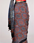 Ajrakh printed modal silk sarees