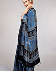 Blue Ajrakh Modal Silk Saree