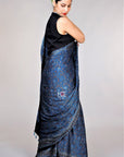 Blue Ajrakh print saree