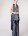 Blue Modal Silk Ajrakh Saree