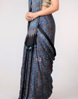 Blue Ajrakh Printed Modal Silk Saree