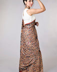 Red Kalamkari Hand Block Printed Modal Silk Saree - From Telangana