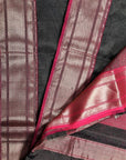 Black Magenta Tissue Silk Maheshwari Saree: House Of Elegance