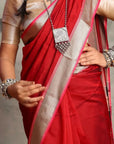 Maroon Maheshwari Saree