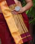 Maroon stripe Maheshwari Cotton Silk Saree