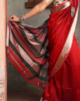 Maroon Maheshwari SiCo Saree