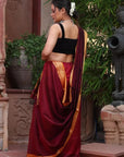 Maroon Golden Maheshwari Saree