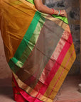 Traditional Mustard Maheshwari Cotton Silk Saree