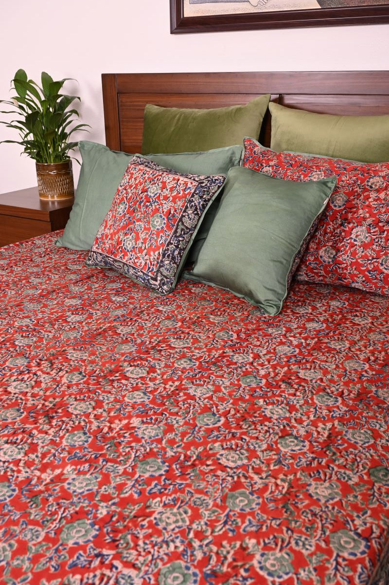 Red-Green-Kalamkari-bedsheet-400-Thread-Count-Cotton