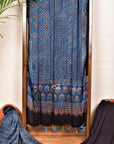 Shop online Unstitched 3 piece Black Ajrakh Hand Block Printed Modal Silk Suit Coordinated Dupatta | Natural Dyed Ajrakh Modal Silk Dress Material