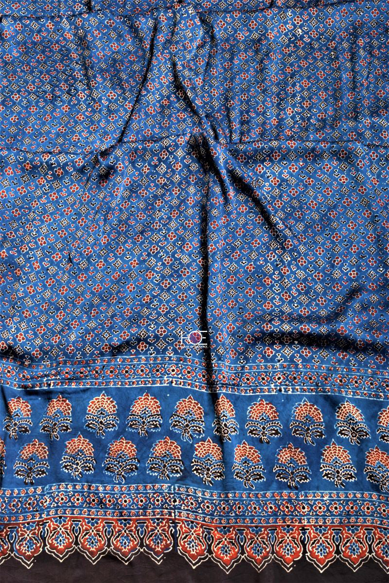 Unstitched Ajrakh Modal Silk Suit - House of Elegance