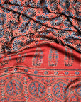Shop online Ajrakh Suit Unstitched 3 piece Red Ajrakh Hand Block Printed Modal Silk Suit with Ajrakh Dupatta | Natural Dyed Ajrakh Modal Silk Dress Material
