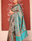 Aqueous Green Jamawar Tanchoi Banarasi Silk Saree