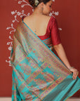 Green Jamawar Tanchoi Banarasi Silk Saree