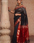 Black Maheshwari SiCo Saree