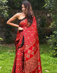 Maroon Ajrakh Modal Silk Saree
