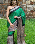 Green Bandhej Ajrakh Modal Silk Saree