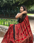 Red Ajrakh Modal Silk Saree