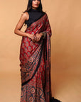Ajrakh Modal Silk Saree