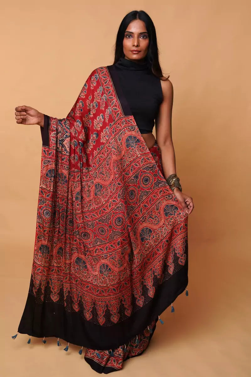 Modal Silk Ajrakh Saree