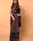 Black Ajrakh Modal Silk Saree